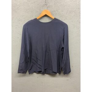 Gianni Sport Women’s Size 6 Navy Blue Blouse Vintage Long Sleeve‎ Button Up Top